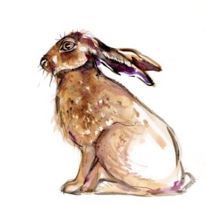 Home original watercolour hare painting